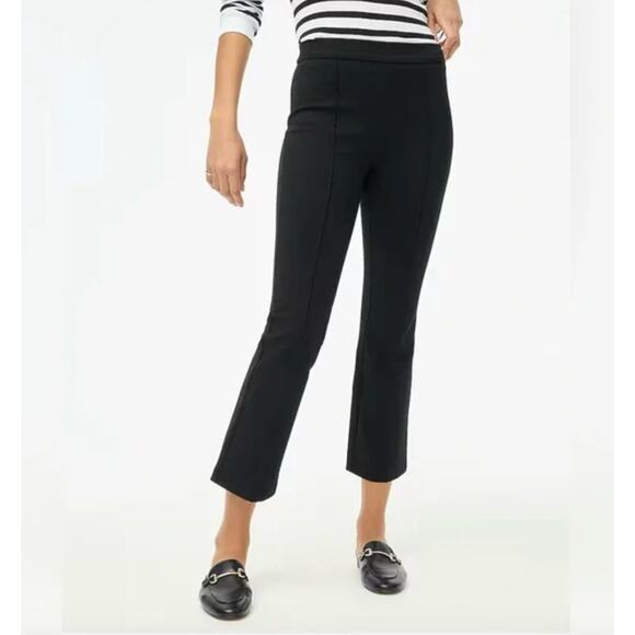 J. Crew Stretch Crop Flare Ponte Black Pants NWT Size 2 - Picture 1 of 4